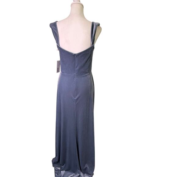 jenny yoo collection nwt "issa" floor length blue velvet gown womens size 10 - Picture 6 of 8